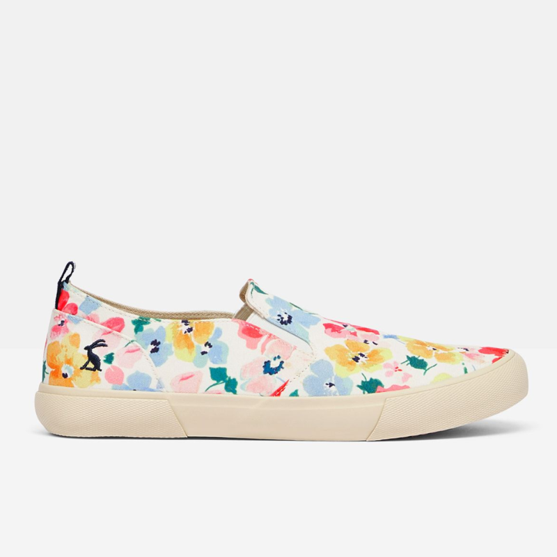 Joules Fay Slip On Trainer - White Floral -1
